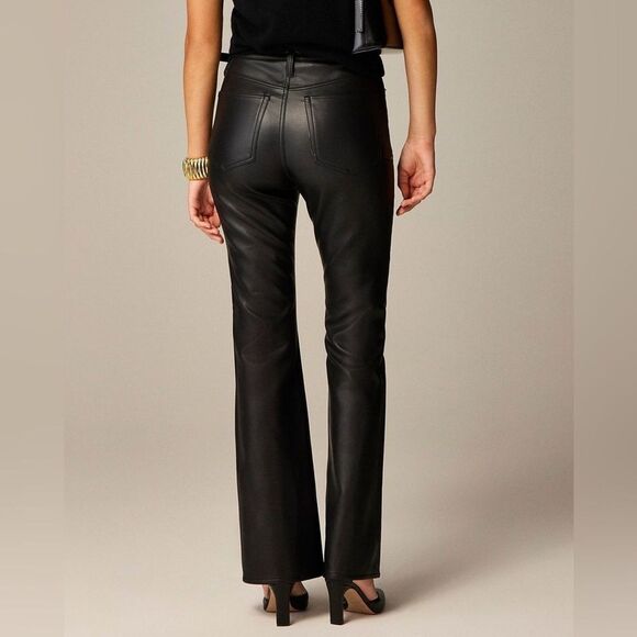 J Crew women’s High-rise bootcut pant in faux leather black Size 30 NWT - Picture 2 of 9